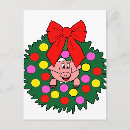 クリスマスに豚リース シーズンポストカード (正面)