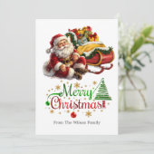 クリスマスに贈り物でいっぱいのサンタクロース シーズンカード (スタンド正面)