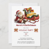 クリスマスに贈り物でいっぱいのサンタクロース 招待状 (正面)