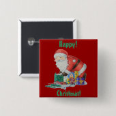クリスマスに贈り物やおもちゃを包む薬 缶バッジ (正面&裏面)