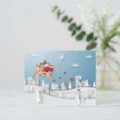 クリスマスに贈り物を届ける紙で切ったサンタ ポストカード (スタンド正面)