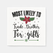 クリスマスに贈り物を贈るために兄と交換する可能性が最も高い スタンダードカクテルナプキン (正面)