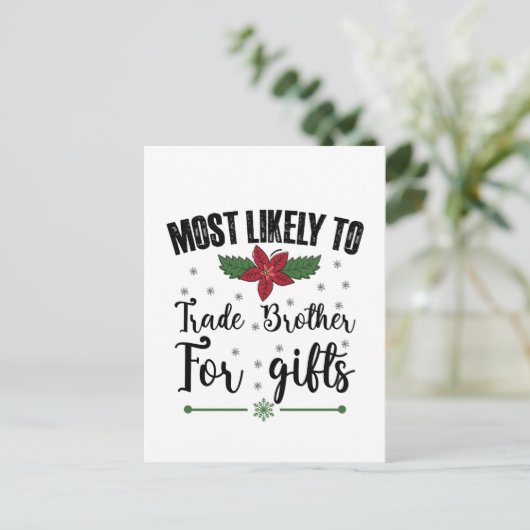 クリスマスに贈り物を贈るために兄と交換する可能性が最も高い ポストカード (スタンド正面)