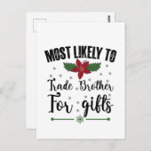 クリスマスに贈り物を贈るために兄と交換する可能性が最も高い ポストカード (正面/裏面)