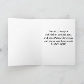 クリスマスに赤いのまわりにリボンを愛で包む シーズンカード (内部)