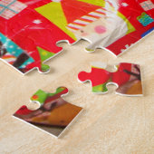 クリスマスに赤い帽子をかぶったかわいい犬 ジグソーパズル (側面)