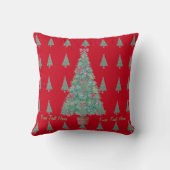 クリスマスに赤い弓の鐘を持つ木 クッション (裏面)