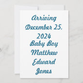 クリスマスに赤ちゃんがやってくる！サンタとトナカイの出会い 招待状 (裏面)