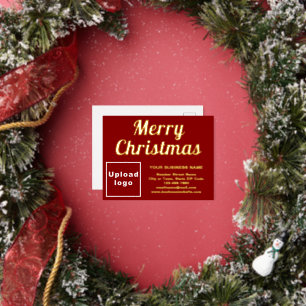 クリスマスに赤ビジネスブランド 箔シーズンポストカード