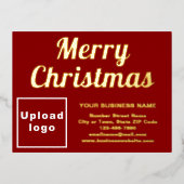 クリスマスに赤ビジネスブランド 箔シーズンポストカード (正面)