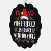 クリスマスに踊る可能性が最も高い小妖精や小人 オーナメントカード (左)