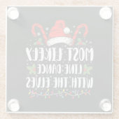 クリスマスに踊る可能性が最も高い小妖精や小人 ガラスコースター (裏面)