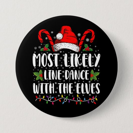 クリスマスに踊る可能性が最も高い小妖精や小人 缶バッジ (正面)