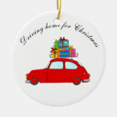 「クリスマスに車で帰る」車の曳航ツリー セラミックオーナメント (正面)