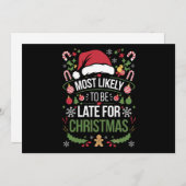 クリスマスに遅れる可能性が最も高い ユーモアのある家族 シーズンカード (正面/裏面)