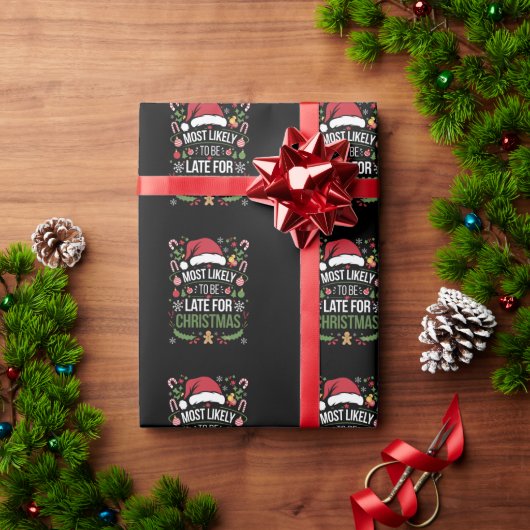 クリスマスに遅刻しそうな楽しい家族 ラッピングペーパー (クリスマスギフト)