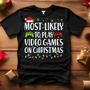 クリスマスに遊ビデオゲームが最も多い Tシャツ