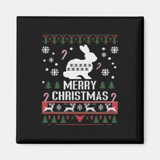 クリスマスに醜いウサギ マグネット (正面)