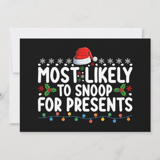 クリスマスに雪が降りそうなプレゼント 招待状 (正面)