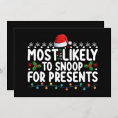 クリスマスに雪が降りそうなプレゼント 招待状 (正面/裏面)