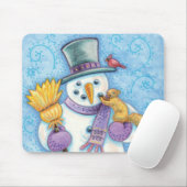 クリスマスに雪だるまを作るかわいい動物たち マウスパッド (マウス)