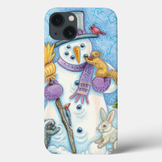 クリスマスに雪だるまを作るかわいい動物たち Case-Mate iPhoneケース (裏面)