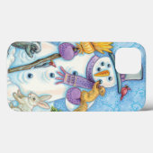 クリスマスに雪だるまを作るかわいい動物たち Case-Mate iPhoneケース (裏面 (横))