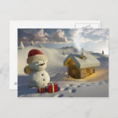 クリスマスに雪の中に家を記録 シーズンポストカード (正面/裏面)