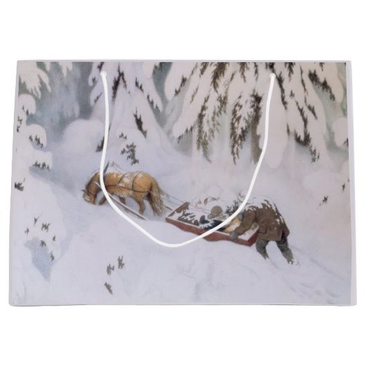 クリスマスに雪の中を旅する|過去記事 ラージペーパーバッグ (正面)