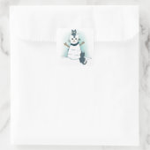 クリスマスに雪の猫を冬に作る子猫 スクエアシール (バッグ)