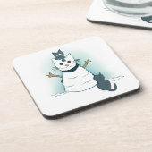 クリスマスに雪を作る子ネコちゃん コースター (左側)