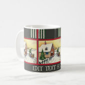 クリスマスに雪、ヴィンテージスタイル、追加文字 コーヒーマグカップ (正面左)