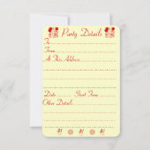 クリスマスに食べ物かわいいネズミの果実の雪のシーン 招待状 (裏面)