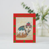 クリスマスに食べ物は可愛い子猫のタビーキャットプリン シーズンポストカード (スタンド正面)