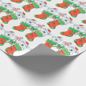 クリスマスに飾られるかわいい漫画のホッキョクグマ ラッピングペーパー (角)