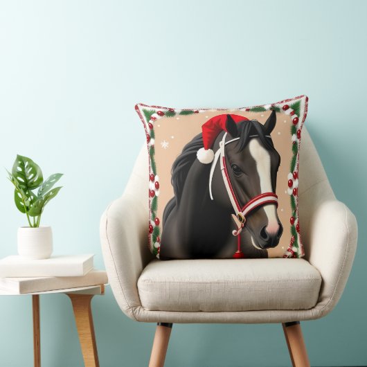 クリスマスに馬を着てフェスティバルサンタハット クッション (椅子)