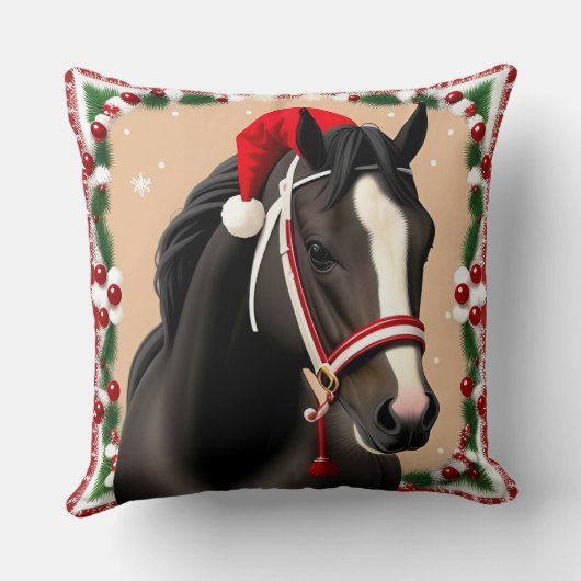 クリスマスに馬を着てフェスティバルサンタハット クッション (裏面)