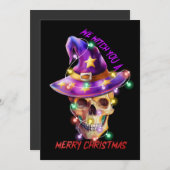 クリスマスに魔女が Skeleton Santa の楽しみを祈ってるよ 招待状 (正面/裏面)