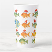 クリスマスに魚釣り好きのフィッシュサンタ カフェラテマグ (正面)