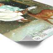 クリスマスに鹿を連れた子供たち ポスター (角)