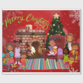 クリスマスに黒人の女の子たち ラッピングペーパー (フラット)