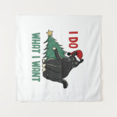 クリスマスに黒猫の休日を過ごしたいことをする タペストリー (正面(横))