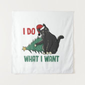 クリスマスに黒猫の休日を過ごしたいことをする タペストリー (正面)