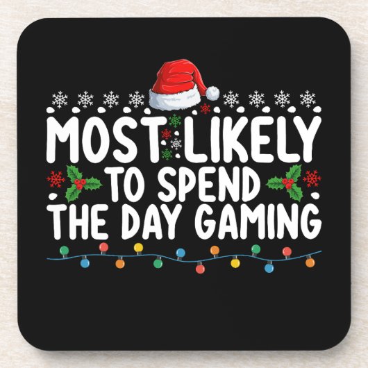 クリスマスに1日中ゲーム三昧な人 コースター (正面)
