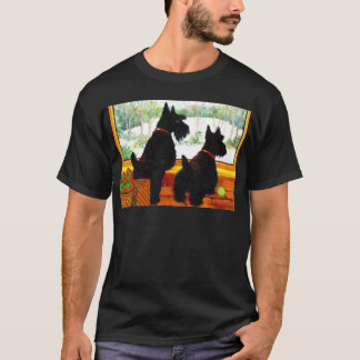 クリスマスに2匹のスコティ・ドッグ Tシャツ