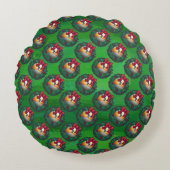 クリスマスに9ボールをリースの赤のパターン ラウンドクッション (正面)