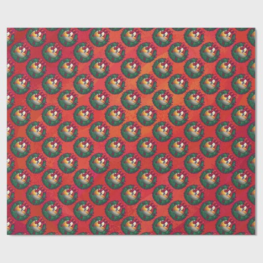 クリスマスに9ボールをリースの赤のパターン ラッピングペーパー (フラット)