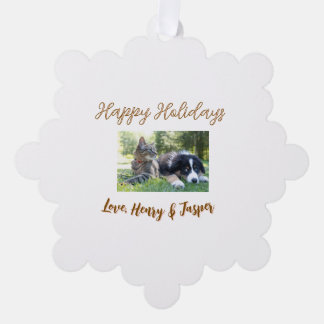 クリスマスのあたたかいお祝い ペット 犬 猫 写真 名前 オーナメントカード