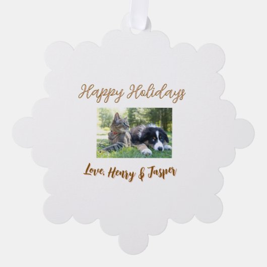 クリスマスのあたたかいお祝い ペット 犬 猫 写真 名前 オーナメントカード (正面)