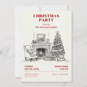 クリスマスのあたたかなインテリア シーン 招待状 (正面)
